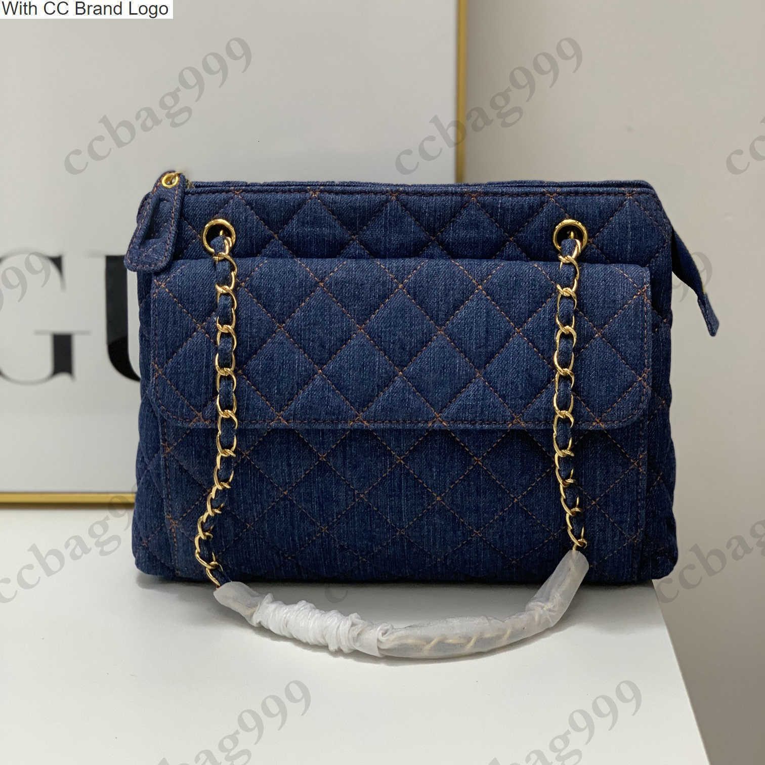 

CC Brand Shoulder Bags Vintage Cowboy Denim Quilted Designer Bags Classic Blue Metal Hardware Chain Shoulder Multi Pocket Handbags Outdoor Luxury Lady Large Cap