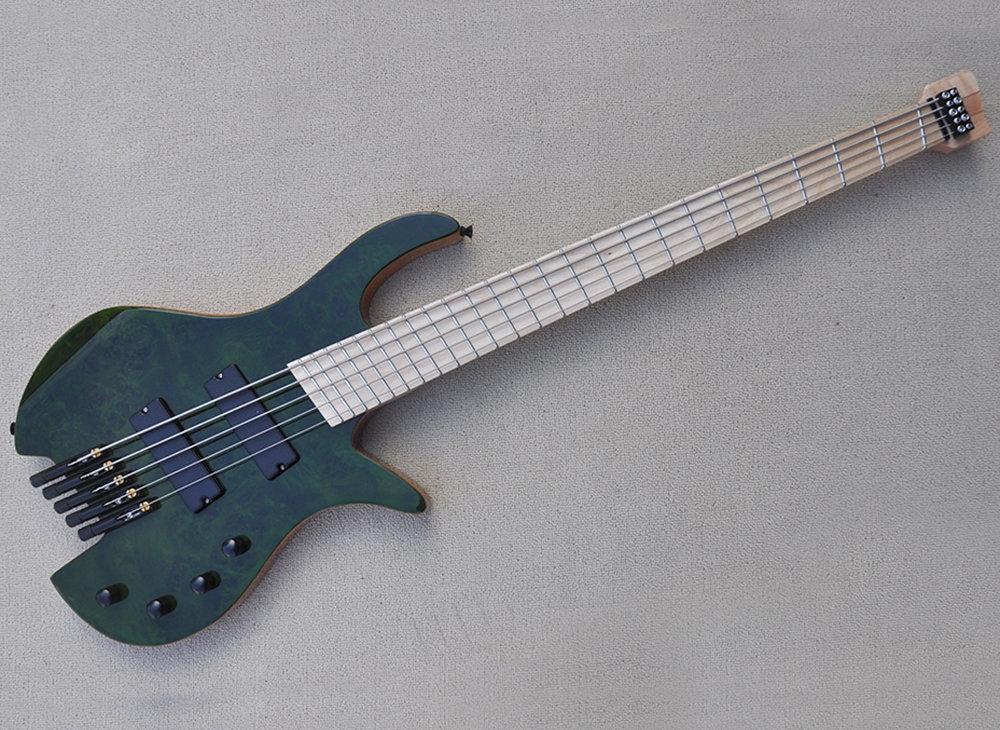 

5 Strings Headless Electric Bass Guitar with Maple Fretboard Slanted Pickups and Frets Can be Customized As Request