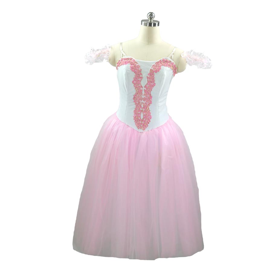 

Stage Wear women white pink Romantic Ballet Tutu Long Dress Group dance fairy doll Girls Ballerina Professional Performance Stage Costume Dress JNBL11