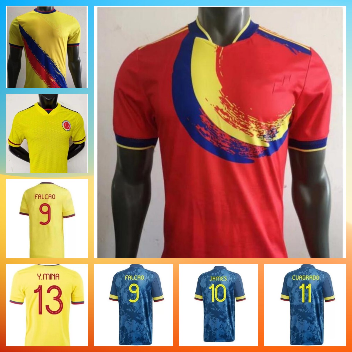

Player version 2022 Columbia Newest soccer jerseys 22 23 JAMES FALCAO CUADRAD football shirt Rodriguez Camiseta maillot de foot CUADRADO Men camisetas de futbol, 03