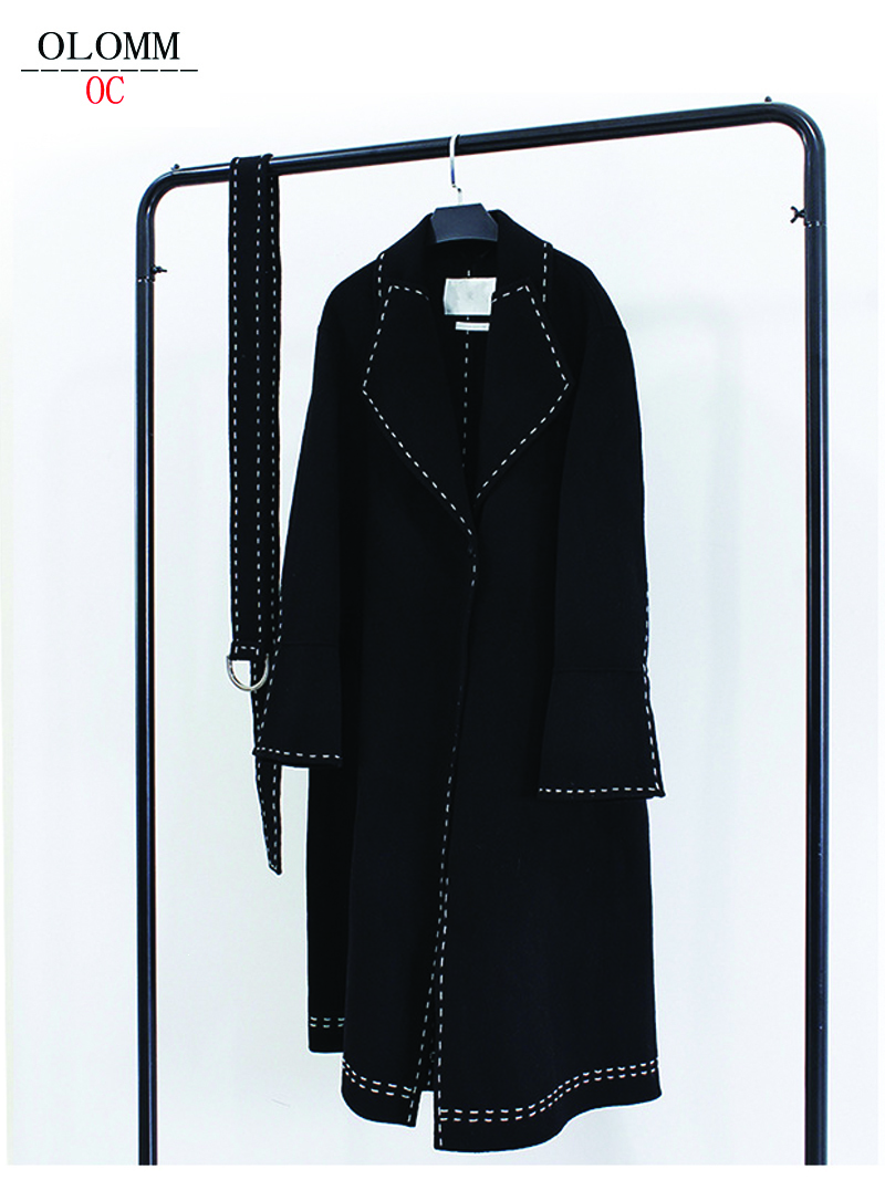 

Women' Wool Blends OLOMM Winter simple style Handsewn long coat doublesided Personalized custom made 230227, Beige