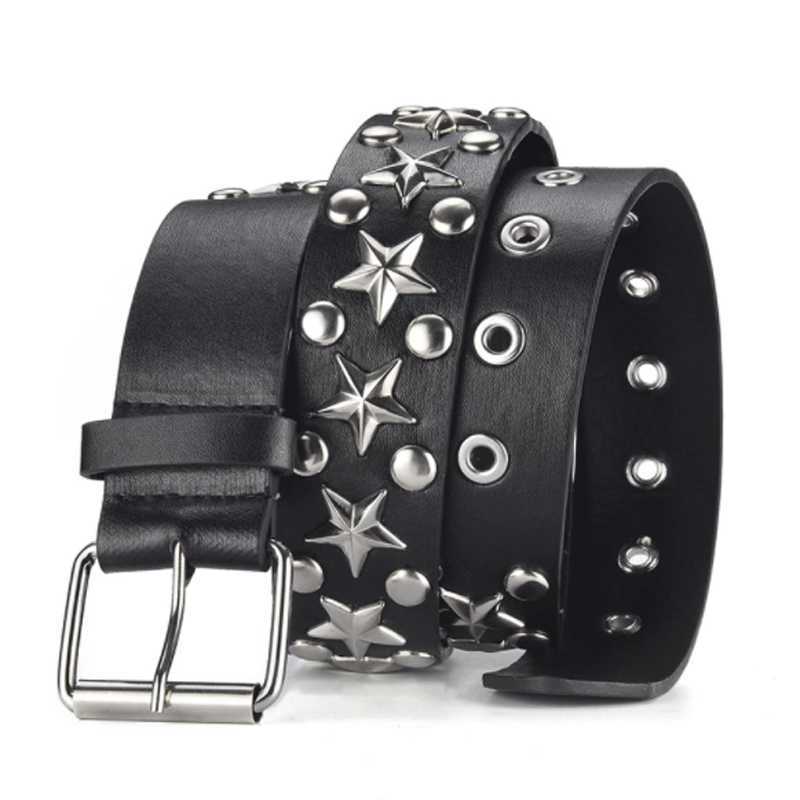 

Belts Classical Punk Spike Belt Y2k Men's Leather Belt Rivet Rock Star Beads Leather Belt Women dded Punk Rock Clothes Waistband L230225, Black