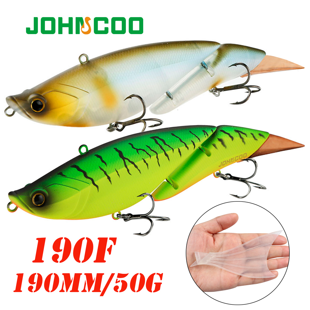 

Baits Lures JOHNCOO 190mm Jointed Swimbaits Fishing Lures Floating Vibration 2 Segment Big Giant Bait 50g Soft Fishtail Hard Baits Wobblers 230227