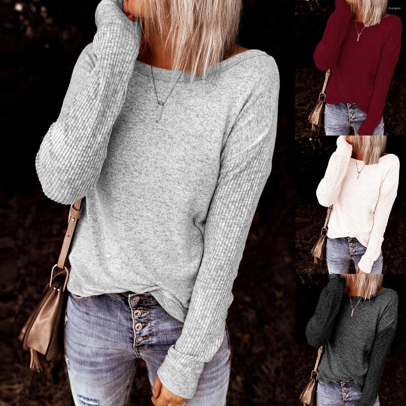 

Women' T Shirts Women Sweatshirts Casual Pullover Tops Clothes Sexy Solid Color Long Sleeve Backless Back Knot Blouse Knitwear, Wine red