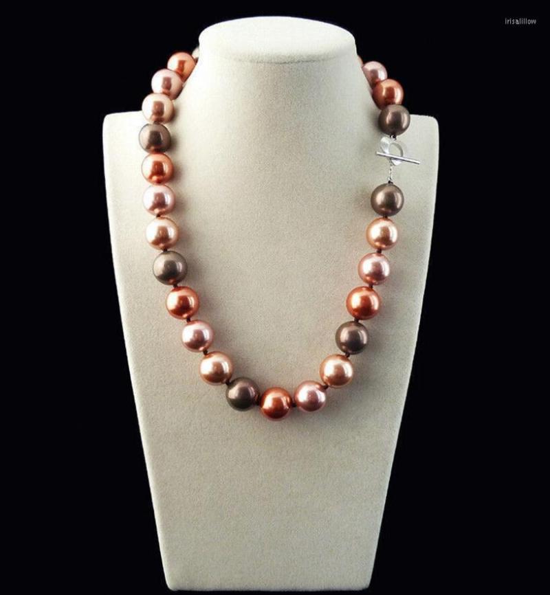 

Chains Jewelry Rare Huge 12mm Genuine South Sea Blend Color Shell Pearl Necklace Heart Clasp 18''