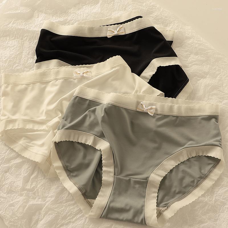 

Women's Panties 3Pcs/set Women Pure Cotton Underwear Seamless Ice Silk Breathable Soft Briefs Mid-Waist Underpants Female Skin-Friendly, Grey grey grey