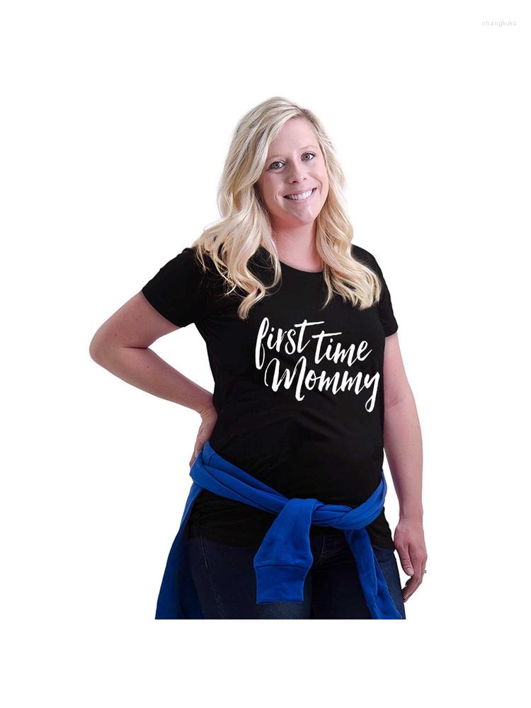 

Women' T Shirts Maternity First Time Mommy Pregnancy Tshirt Cute Belly Bump Tee For Mother To Be Announcement Tshirts Clothes, E005-pstbk-