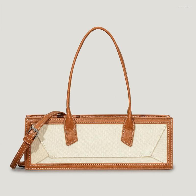 

Evening Bags French Canvas Shoulder Bag For Women Color Matching Handbags Rectangle Crossbody Ladies Fashion Underarm Purses Ins, Black