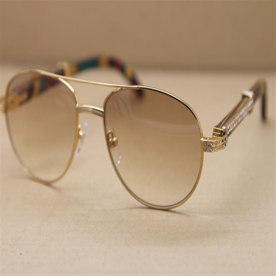 

New Style 569 Metal diamond Sunglasses Decor peacock wood frame Unisex C Decoration Glasses driving glasses Size57-16-135mm3330