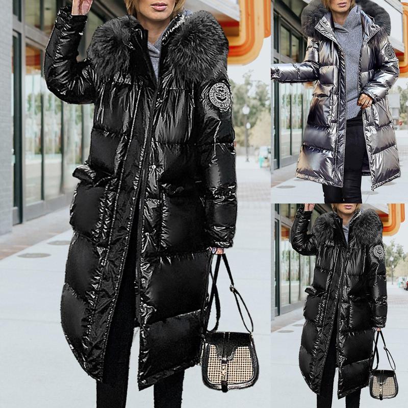 

Women' Down 2023 Korean Winter Cotton Jackets Long Parkas Slim Hooded Warm Coats Female Plus Size Black Overcoats, Bk