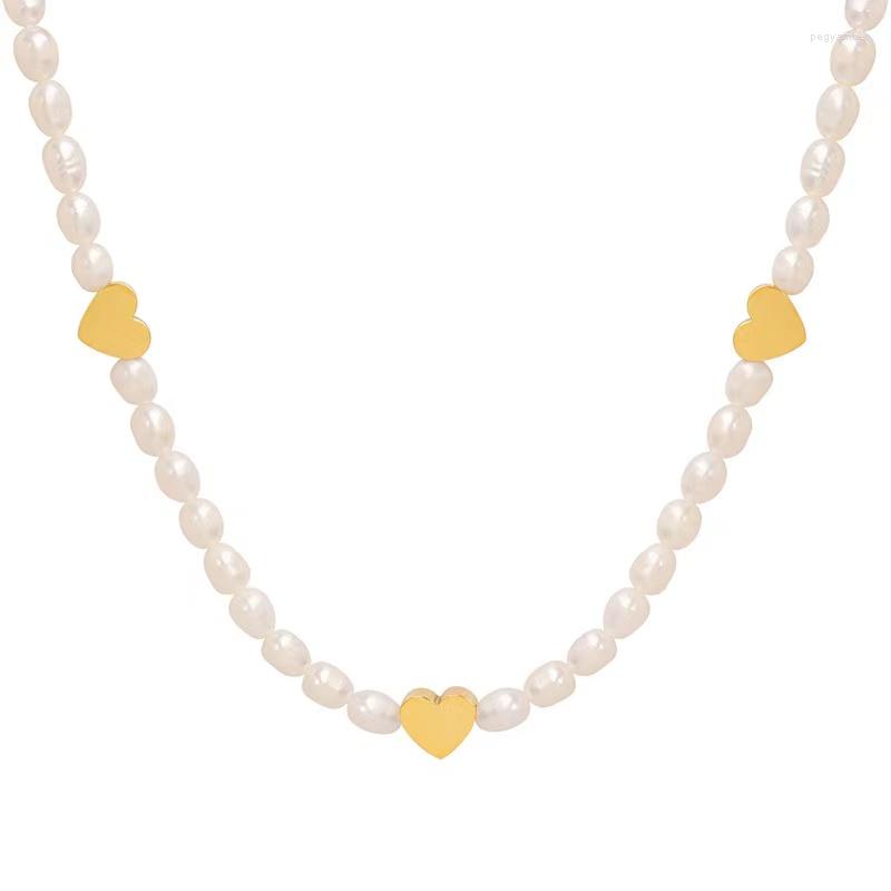 

Choker High Quality Freshwater Pearl Heart Necklace Jewelry For Girls