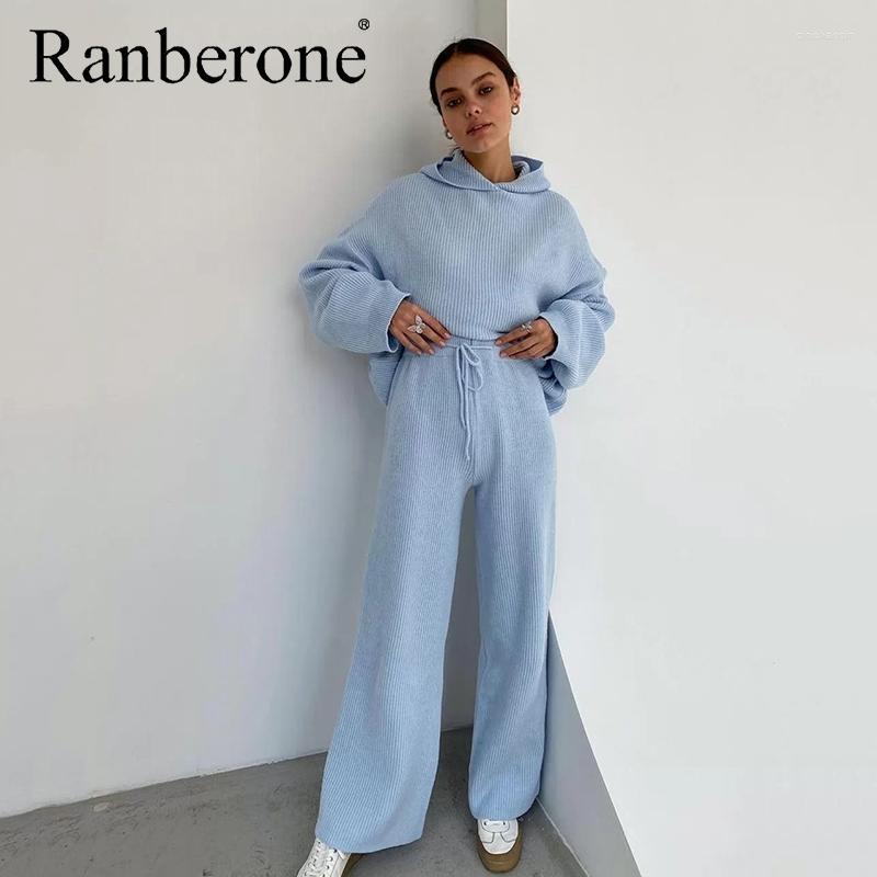 

Gym Clothing Ranberone 2 Piece Sport Suit Female Loose Solid Casua Women' Tracksuit Long Sleeve Pockets Hoodie High Waist Pants, White