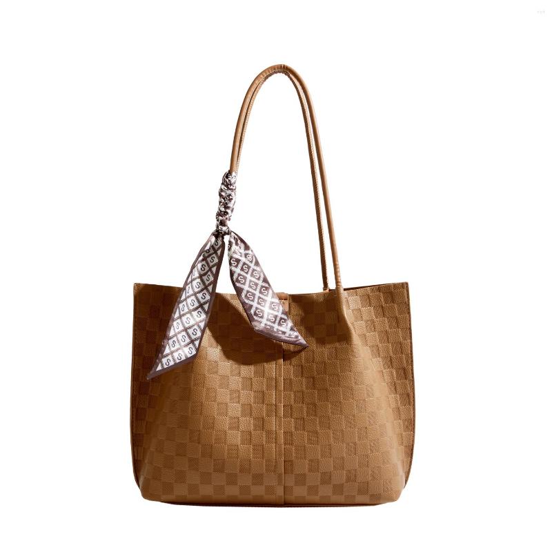 

Duffel Bags Jenny&Dave 2023 Fashion Large Capacity Tote Bag Vintage Plaid Texture Pu Leather Women, Black