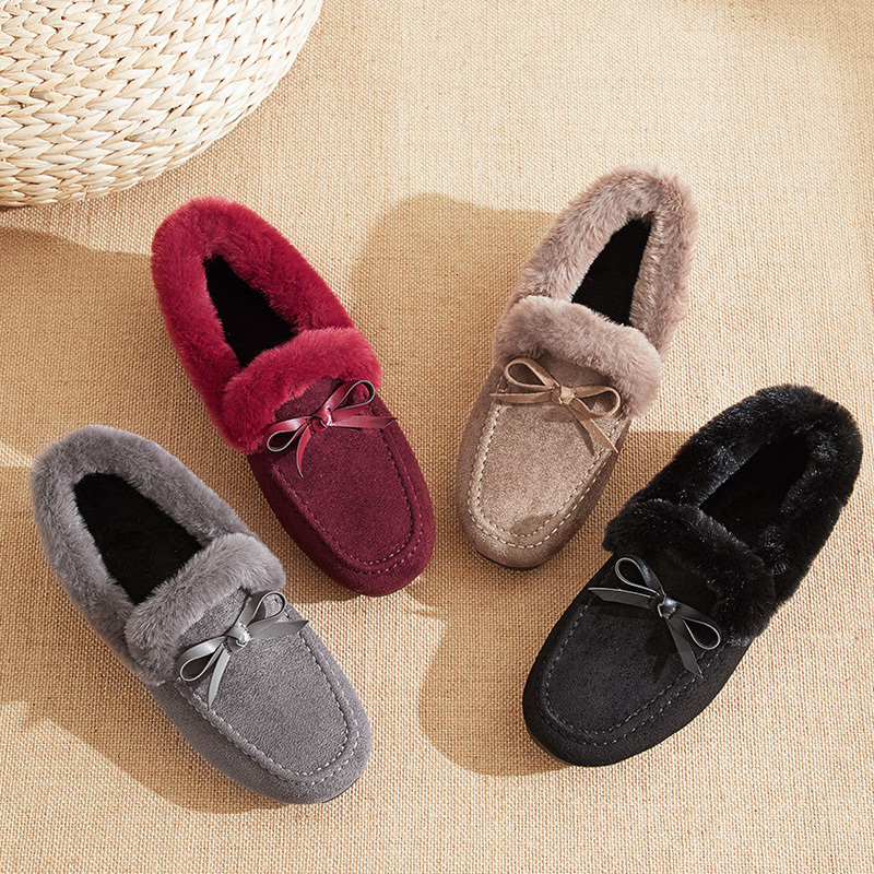 

Dress Shoes female winter pea cotton scoop shoes plush soft bottom flat bottom anti-skid and plush wool shoes 3676 230227