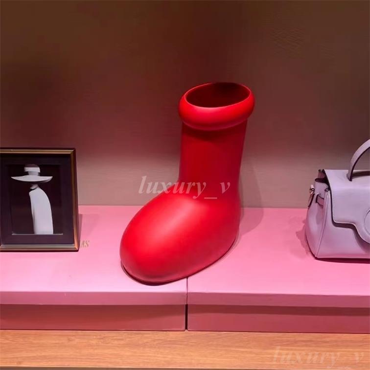

Astro Boy Big Red Boots Designer Rain Boots Women Men Shoes Solid Round Toe Flat EVA Rubber Bootie MSCHF Boot with box