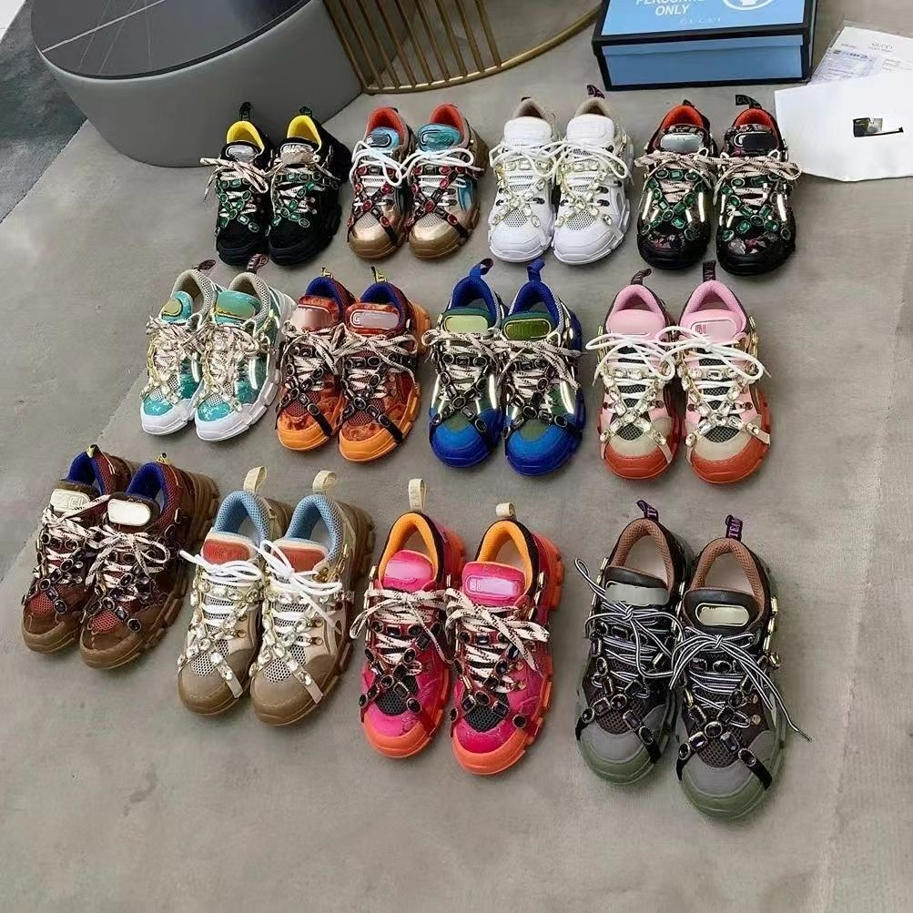 

2023 new leisure rhinestone Daddy shoes OP27 sneakers single shoes leather men's shoes women's shoes thick sole board shoes couple shoes tide, Customize