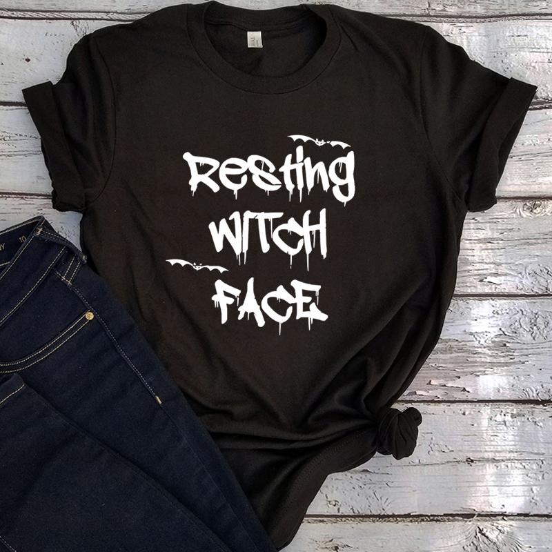 

Women's T Shirts WITCH Clothing Women The Witch's Face Is At Rest Graphic Halloween Costume Classic Tees Vintage Black, Sk6070-r5
