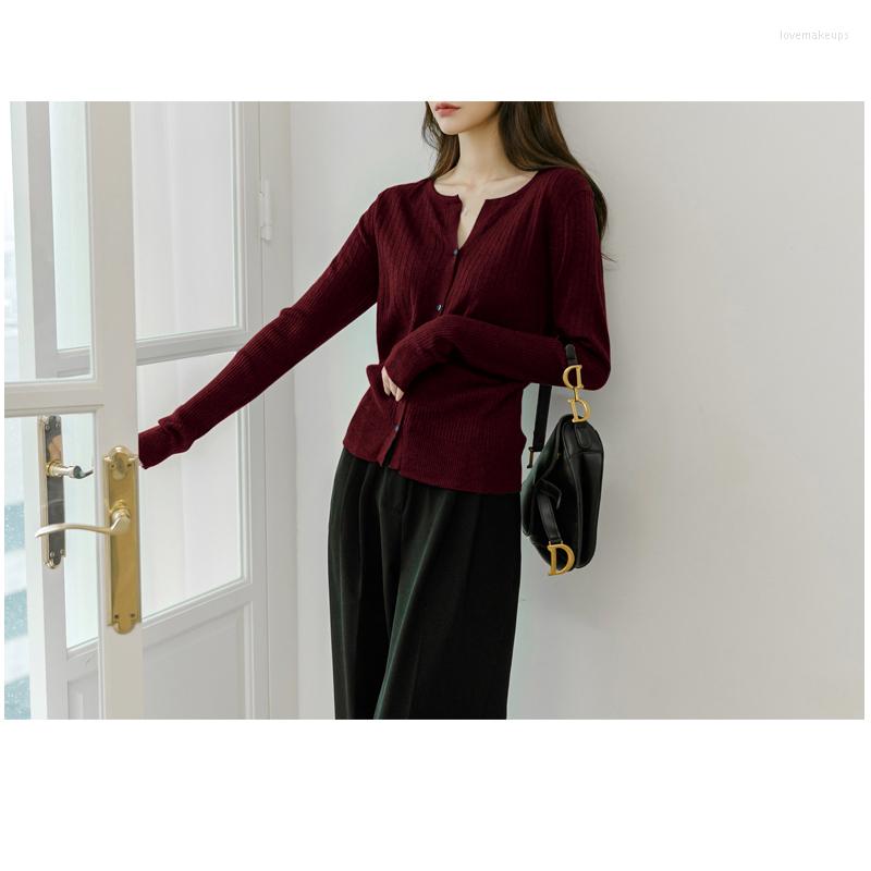 

Women' Knits Long-sleeved Knitted Sweater Cardigan Women' All-match Spring Gentle Wind Outside The Round Neck Slimming Top, Green