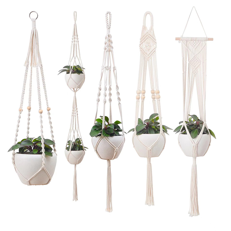 Tapestries Flower pot net pocket gardening creative plant greening hanging basket hanger cotton rope hand woven sling