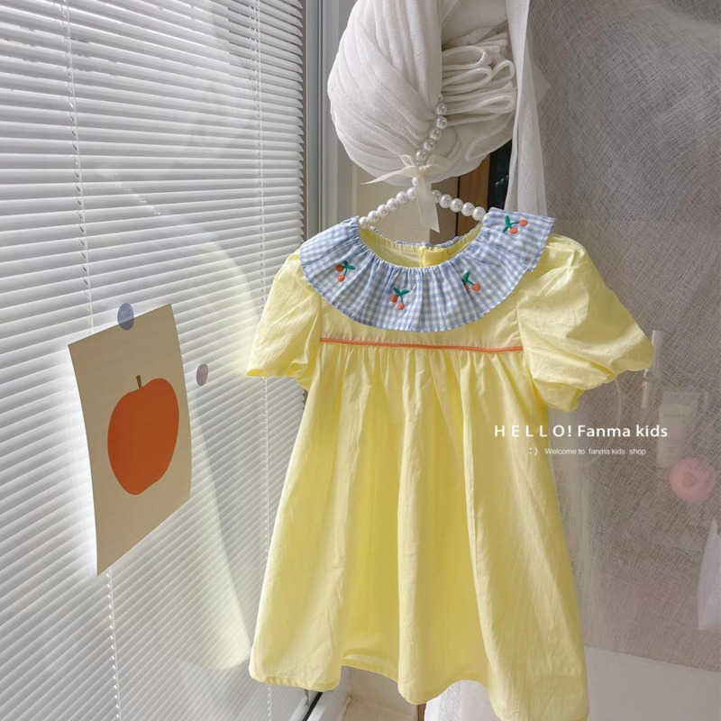 

Girl's Dresses Summer Yellow Plaid Floral Dress Lolita Child Little Girls Clothing Dress Children Dresses For Teens Party Princess Sundress L230227, Floral skirt