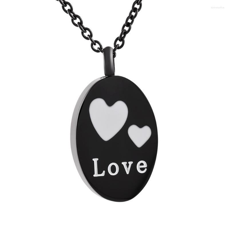 

Pendant Necklaces Double Heart Cremation Jewelry For Ashes Engraved Love Memorial Urn Necklace Holder Keepsake