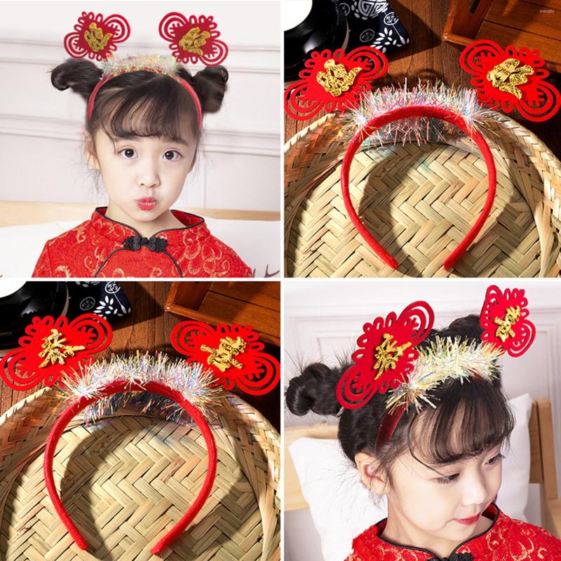 

Hair Accessories Baby Girls Festival Red Headband Born Birthday Gift Headwear Kids Bowknot Flower Spring Happy Year Bandeau