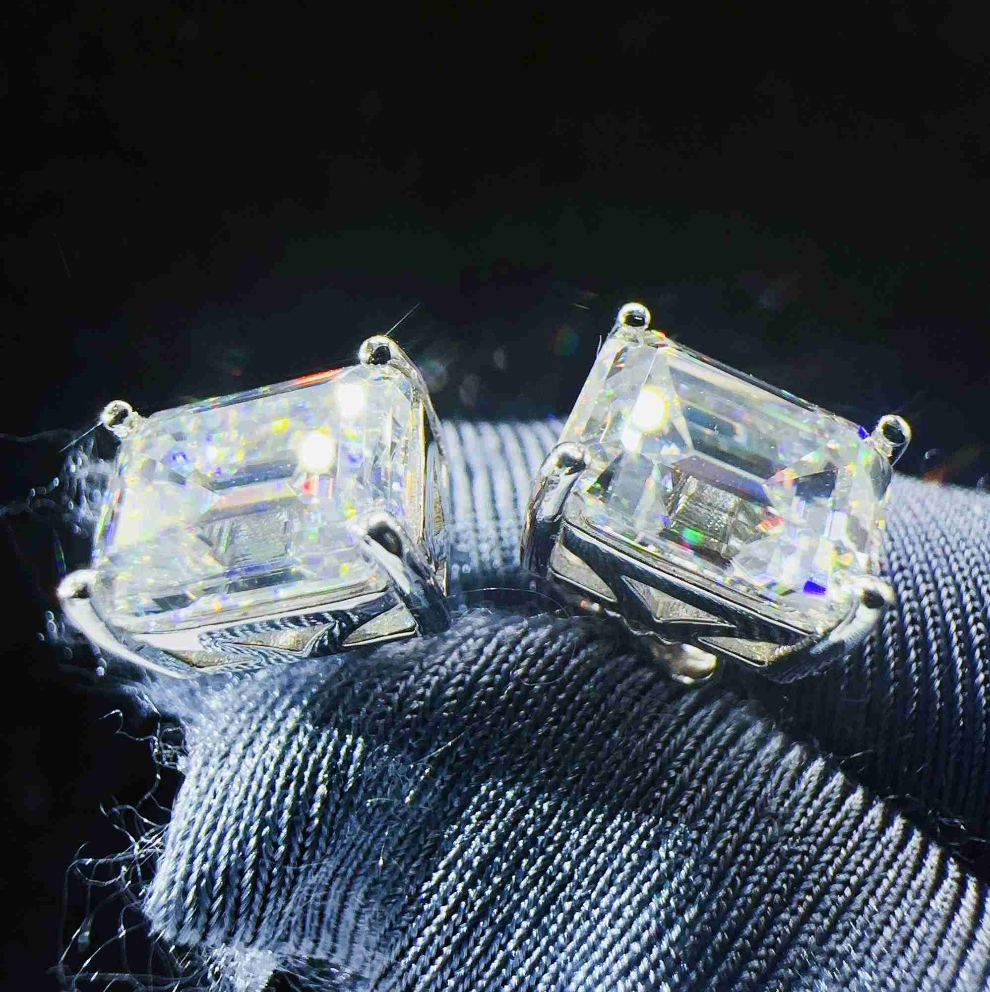 

Moissanite Iced Out 7*9mm Hip Hop 925 Silver Emerald Cut Vvs Diamond Stud