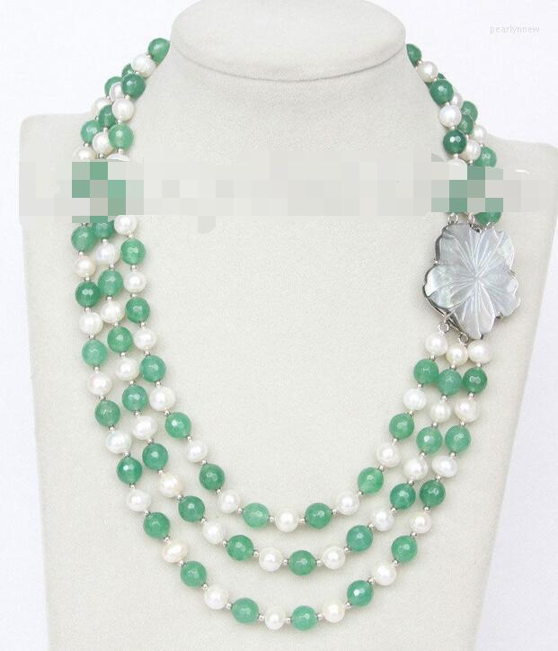 

Chains >>> 17-19" 8mm 3row Round White Freshwater Pearls Necklace
