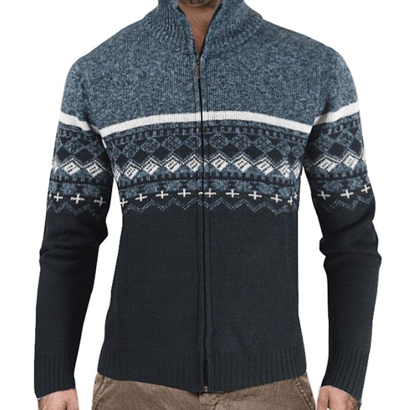 

Men's Sweaters Autumn Winter 2023 Warm Cardigan Men Fleece Zipper Jackets Slim Fit Stand Collar Thick Coats Free Ship, Light grey