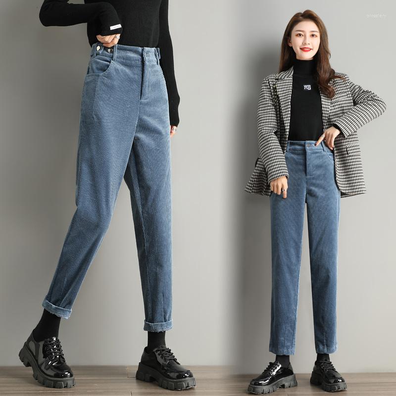 

Women' Pants Autumn Winter Vintage Women Straight Corduroy High-waist Baggy Casual Loose Female Trousers Pantaloni Donna 24039, Black