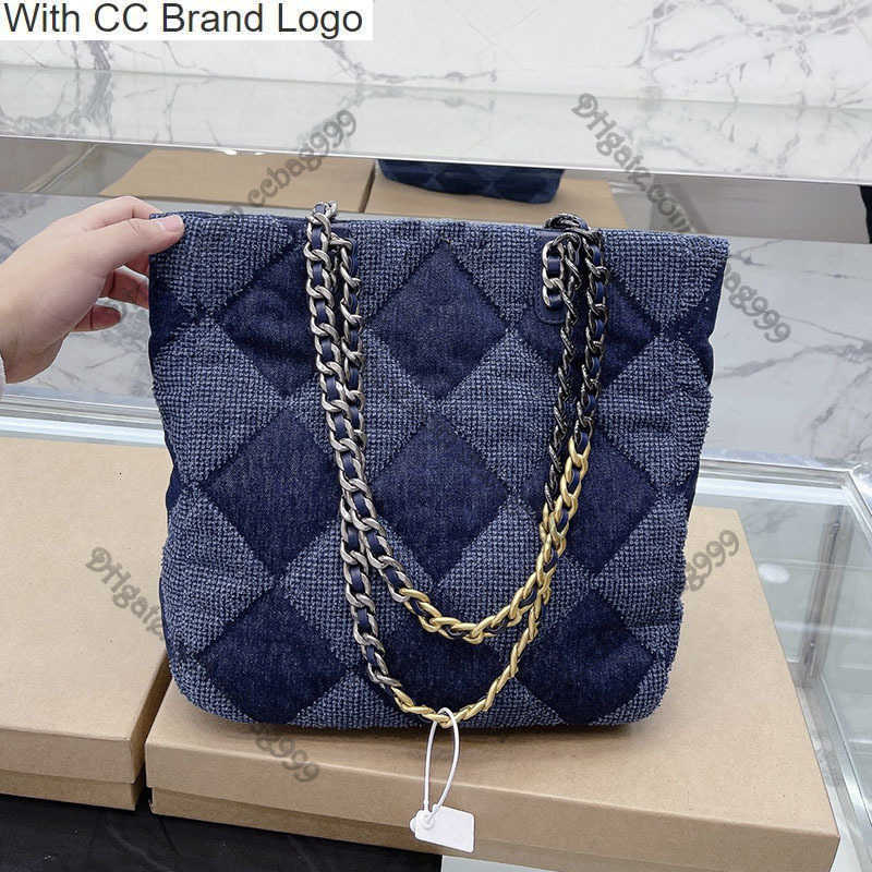 

CC Brand Shopping Bags Ladies French 19 Lager Capacity Shopping Bags Black Blue Denim Diamond Quilted Designer Tote Gold Metal Hardware Luxury Handbags Sport Ou