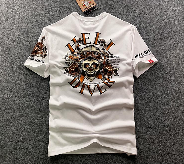 

Men's T Shirts High Quality Short Tattoo Pilot Sleeve Skull T-shirt Mens Casual Cotton Rock Biker Fashion Painting Hip Hop Tops Tees S, Black