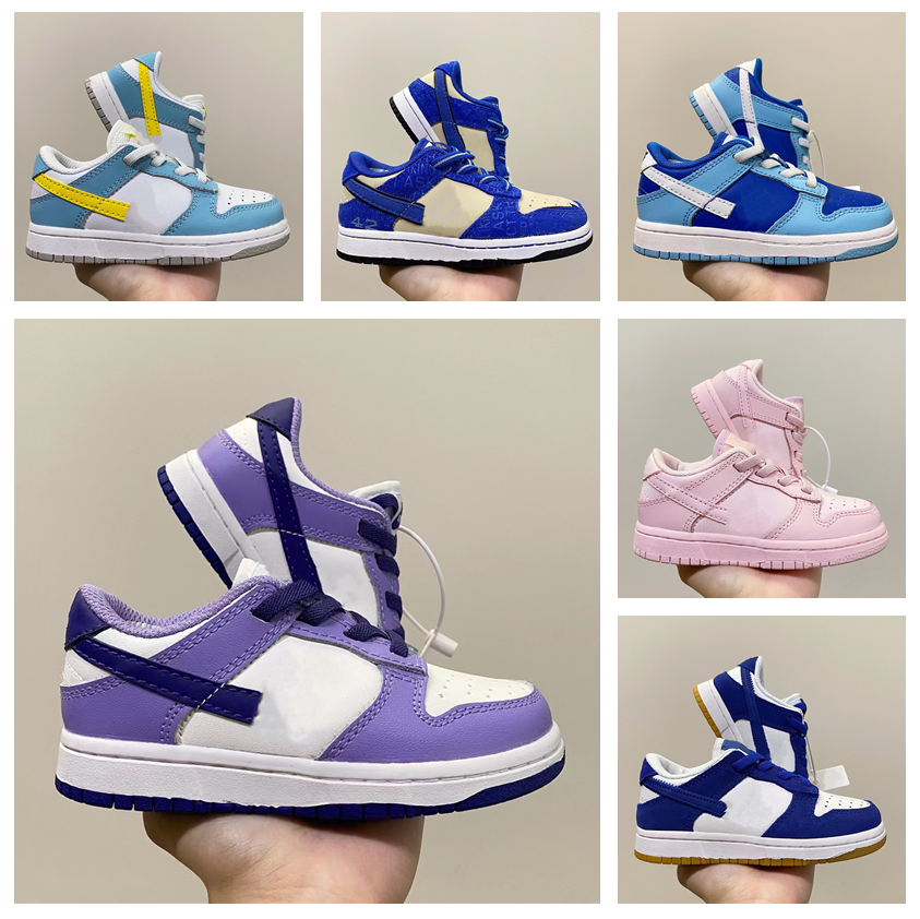 

Kids Sneaker Low Cut SB Collaboration Fragments Military Blue 1s Light Smoke Grey Retros Shattered Backboard J I Infant Toddler Kids Skateboarding Shoes Size 24-37