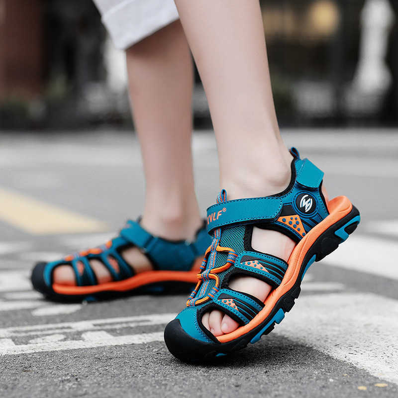 

Sandals 2022 Summer Boys Beach Sandals Toddler Girls Shoes Closed Toe Sports Casual Shoes Lightweight Children 7 8 9 10 12 year unsex Z0225, Black