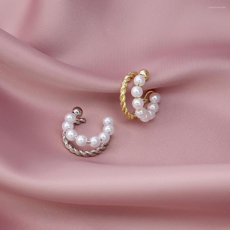 

Backs Earrings Non Pierced Simulated Pearl Ear Clip Fake Piercing Gold Color Cartilage Simple Jewelry Earcuffs For Women