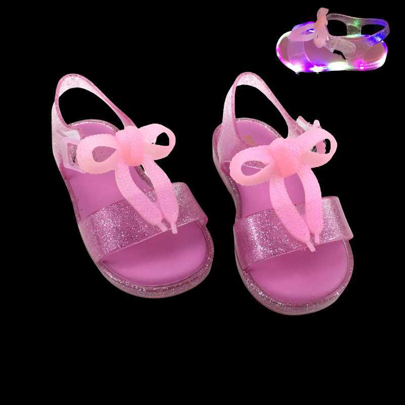 

Sandals Sandals for Girls Summer LED Lighted Cute Jelly Shoes Kids Sweet Bowknot Sandals Princess Shoes Children 13 Years Beach Sandals Z0225, Pink