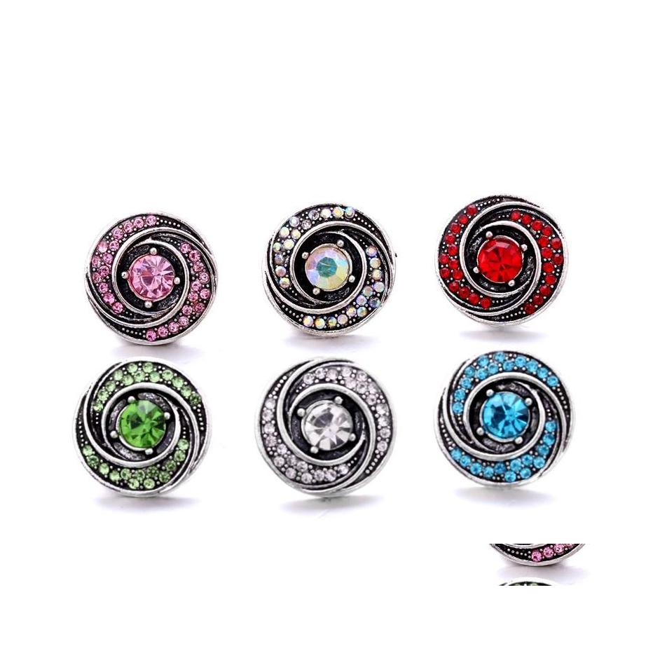 

car dvr Clasps Hooks Wholesale Mix Rhinestone Snap Buttons Clasp 18Mm Metal Decorative Vintage Button Charms For Diy Snaps Jewelry Finding Dhw3V