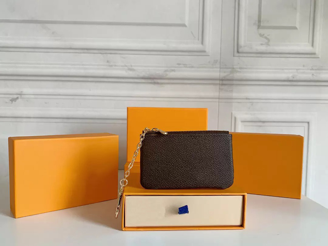 3A Designers Key Wallet Canvas Small real Leather Bags Luxurys womens men Wallets purses Classic Zipper Pocket Coin Purse dust bag