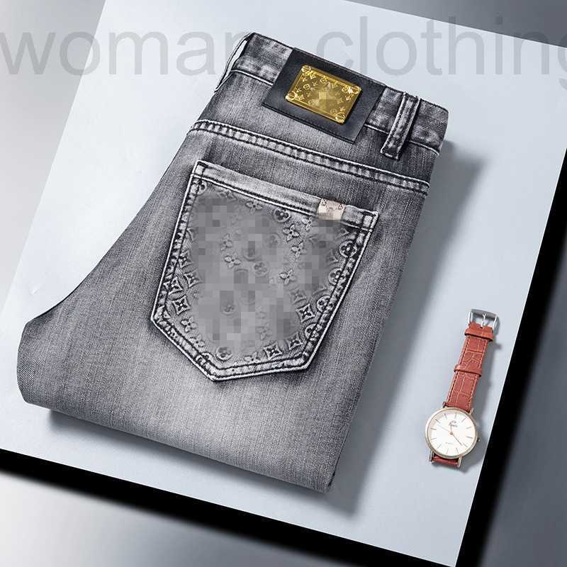 

Men's Jeans Designer 2023 Spring New Slim Fit Cotton Fashion Brand Smoke Grey Pants LTHW, Smoke grey k6076
