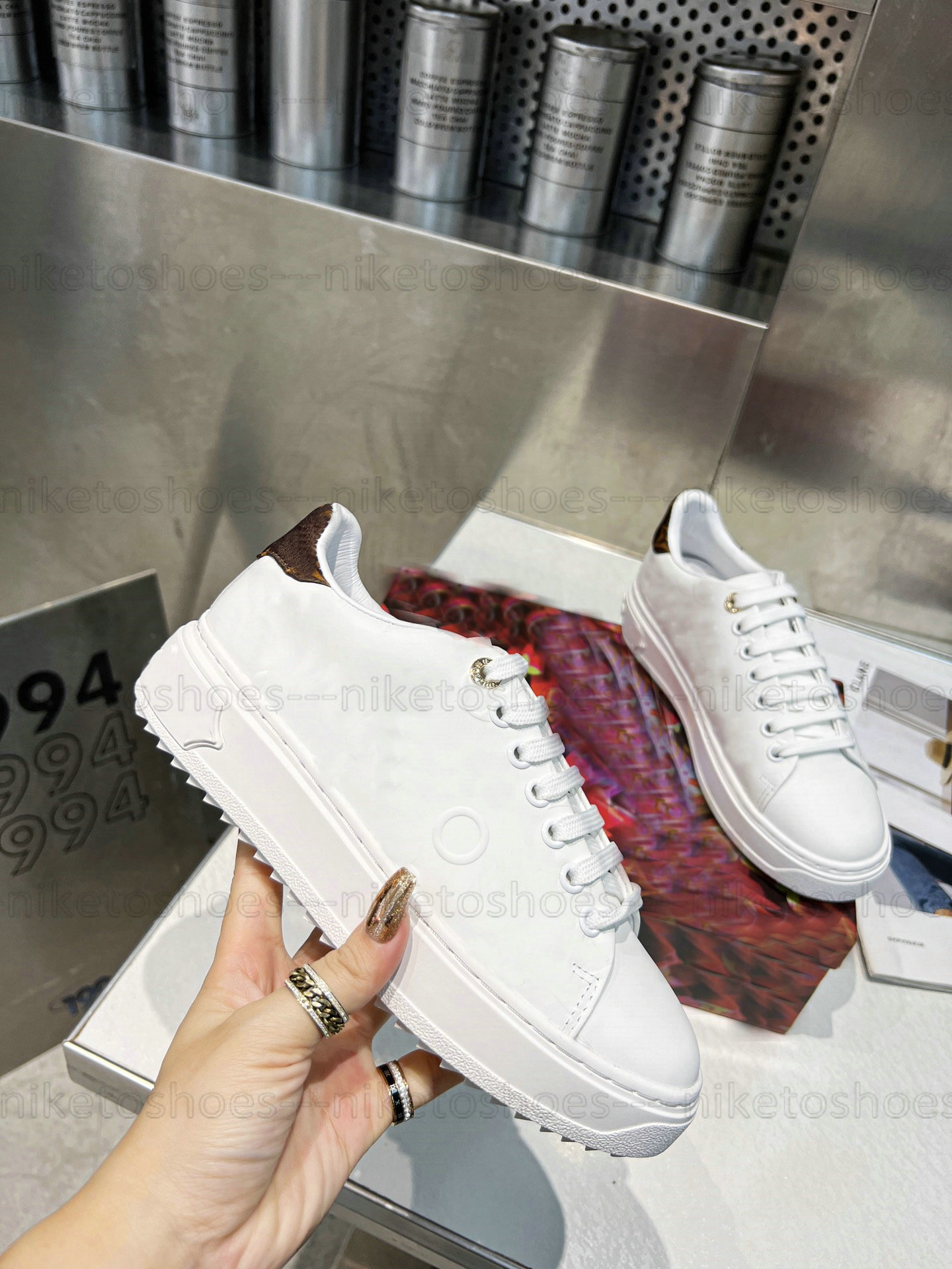 

Women Sport Shoes Time Out designer running shoes Breathable sneakers Low-top white Brown Print Sneaker Casual Shoes skate shoes, 03
