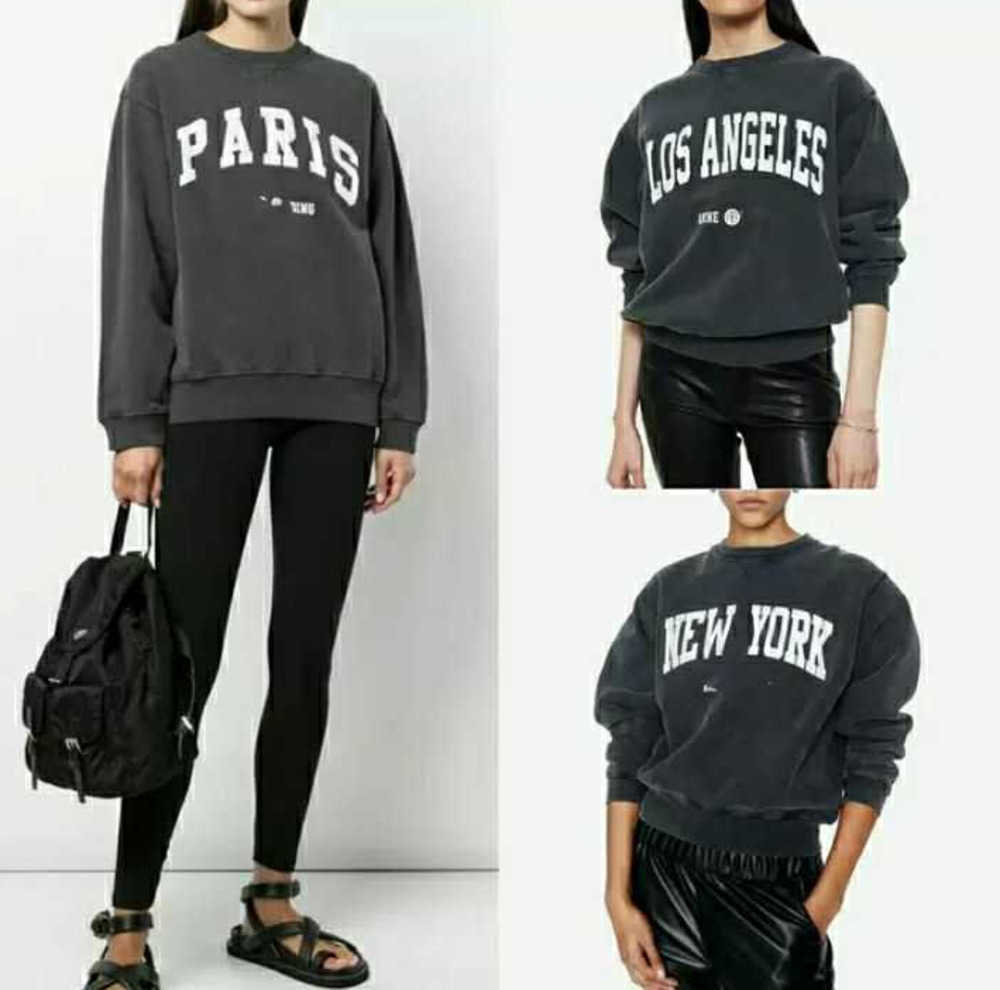 

Anine Bing City Women Pullover Sweatshirt New Letter Burst Print Sweater Printed Wash Round Neck Cotton Hoodie Motion current 29ess, Paris