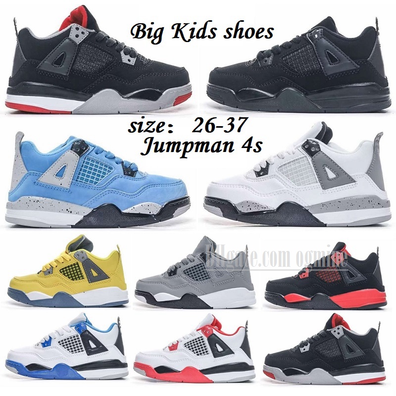 

2023 Kids Shoes 4 Basketball 4s Designer Sneakers Boys Military Black Cat Trainers Baby kid shoe Fire Red Thunder Girls Children youth toddler infants Grey 26-37