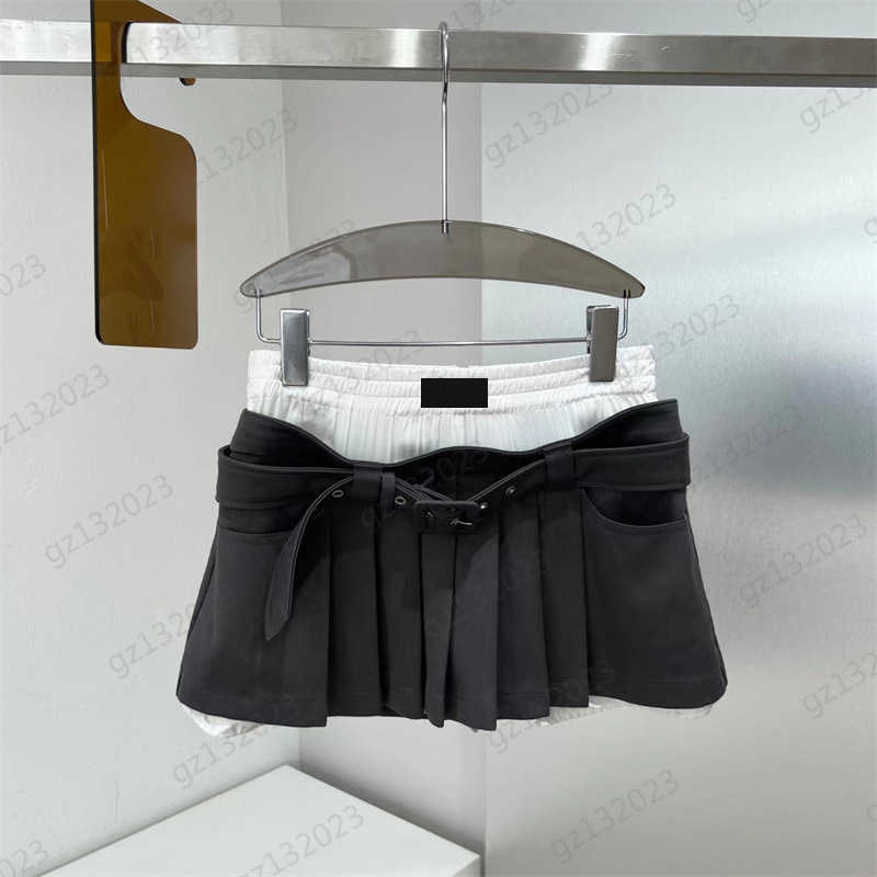 

Womens Skirts Spliced Double Waist Pleated Skirt Side Zipper Open Safety Pants Anti-exposure Design Skirts Apparel Women Designer