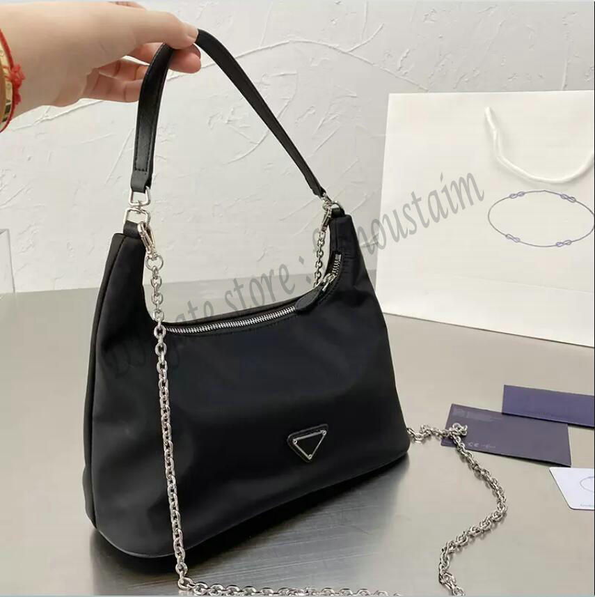 

Women Designer Hobo Nylon Underarm Bag 2021s Italy Milano Brand Double Strap Shopping Shoulder Handbags Lady Half Moon Crossbody Handbag Luxurys Designers, 01