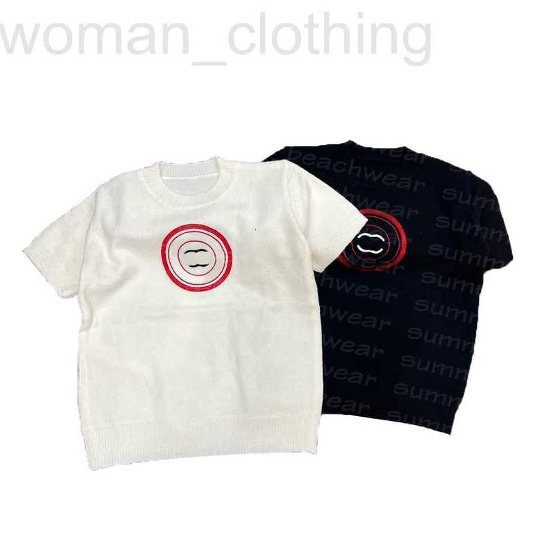

designer Embroidered Letter Knits Top Women Short Sleeve Tees Spring Summer Knitted Tops Casual Style T Shirt JQGG, White