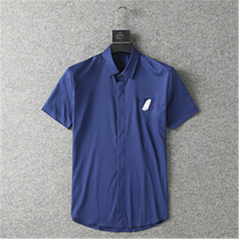 

23S Designer mens casual shirt business fashion burbereys mens brand shirt spring summer lapel short sleeved plaid single row buttons comfortable and breathable, White