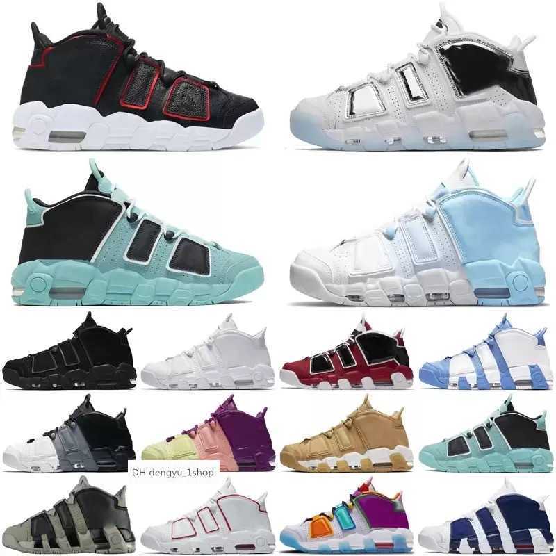 

More Uptempos Basketball Shoes Pippen Triple White Varsity Red Black Hoop Pack UNC Bulls Peace Love Trainer Sneake jorden JO OG air shoe, Color 10