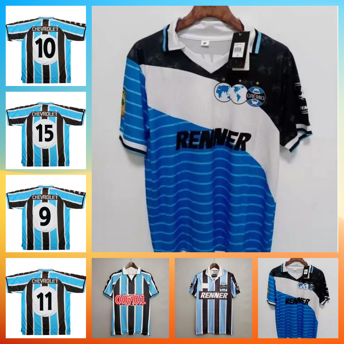 

Gremio 2000 retro Newest soccer jerseys 1995 1996 Ronaldinho ZINHO NENE WARLEY Alegre home vintage old classic football shirt, 01