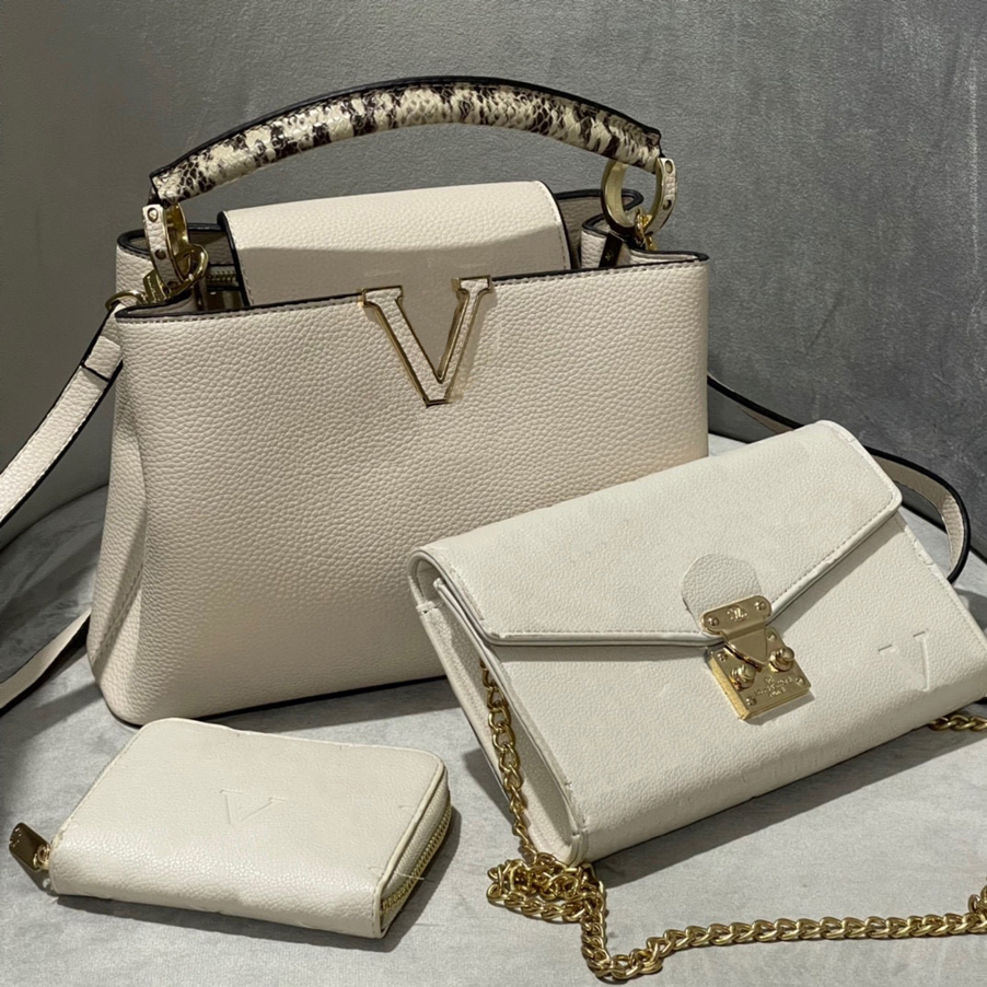 

Designer Three-piece bag Totes Backpack Luxury Brand Zipper Wallets Women HandBags Tote Real Leather Bags Lady Plaid Purses Duffle Luggage by fen 004, #1