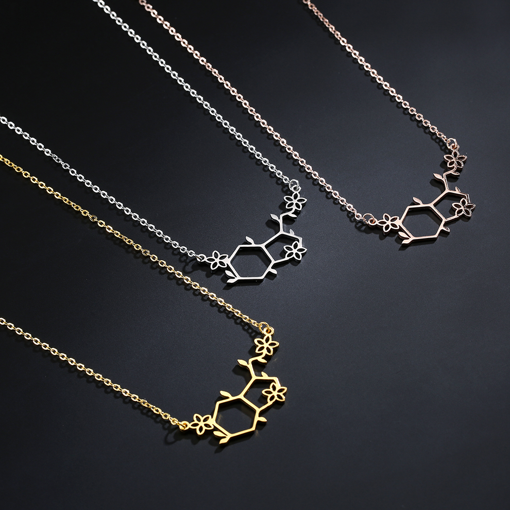 2023 New biomolecular necklace light luxury niche male and female couples simple pendant clavicle chain pendant accessory stainless steel necklace
